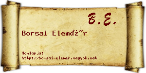 Borsai Elemér névjegykártya