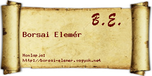 Borsai Elemér névjegykártya